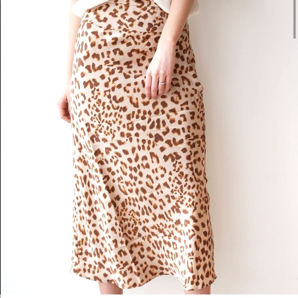 Free People Satin Animal Print Skirt